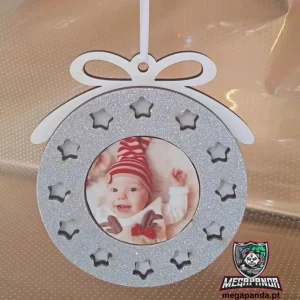 Ornamento Bola Glitter com Estrelas Natal